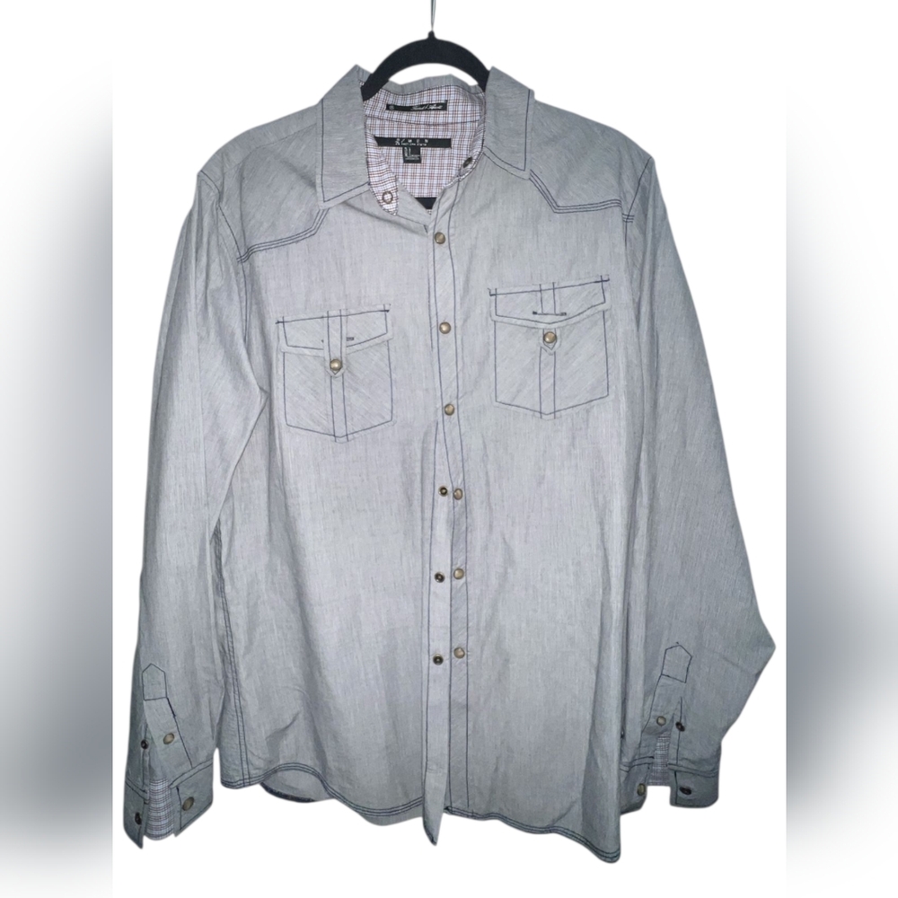 21 Men Gray Button-Up Shirt